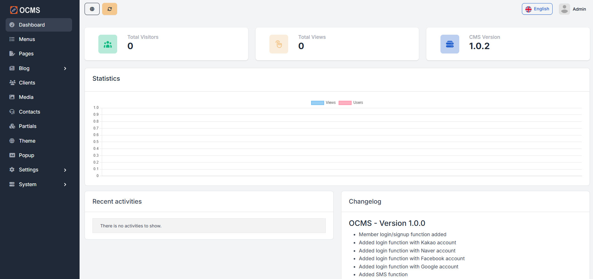 OCMS — open-source content management system screenshot 1